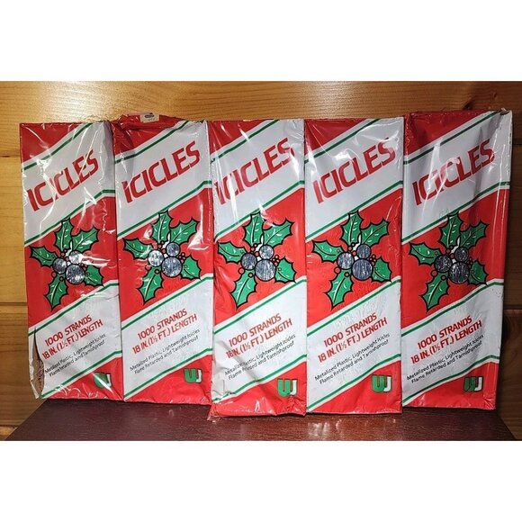 VTG Silver Tinsel Icicles 1000 18 In Strands Christmas Lot Of 5 Union Wedding Co - Picture 4 of 6